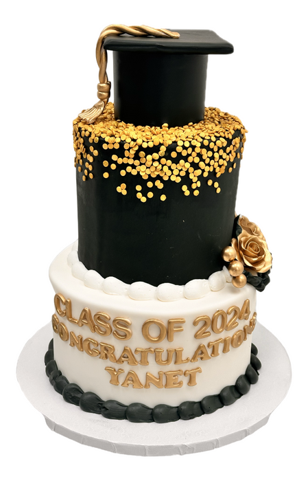 Graduation Cake Black and Gold