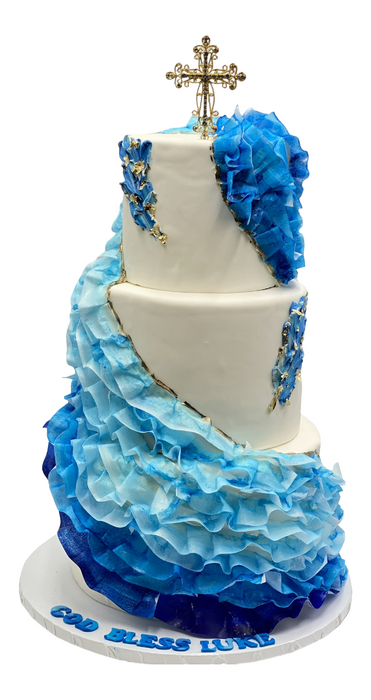 Baptism Cake White And Blue