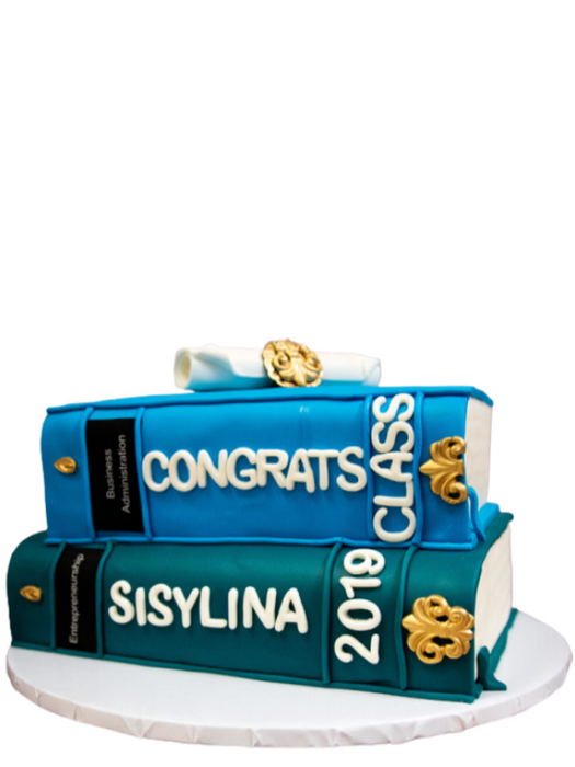 Books and Diploma Graduation Cake