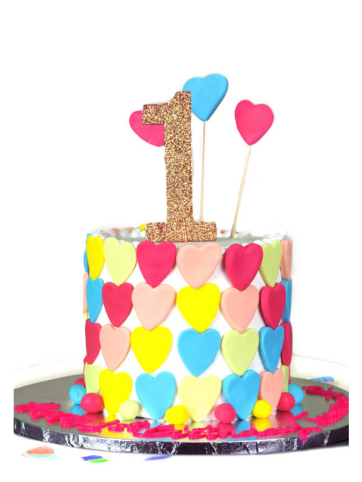 Kids Cake Colorful Hearts