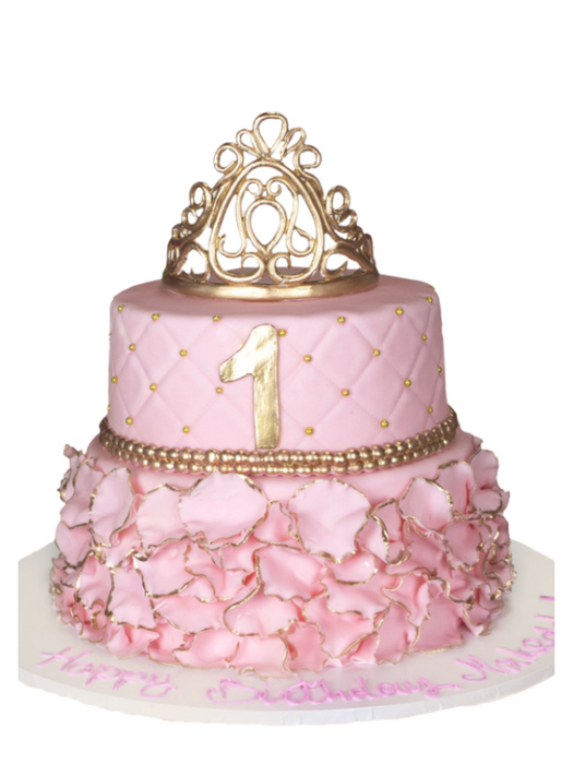 Kids Cake Pink and Gold Petals