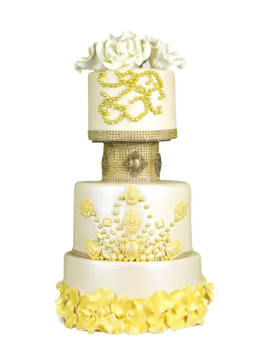 Wedding Cake Gold & Roses