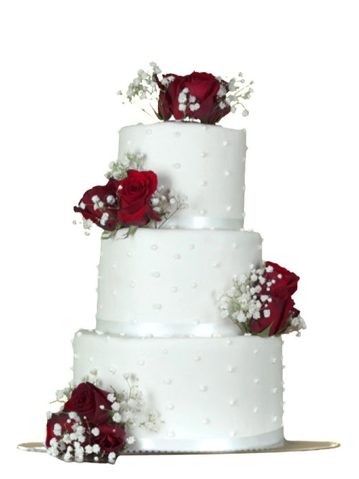 Wedding Cake Pure White And Red Roses