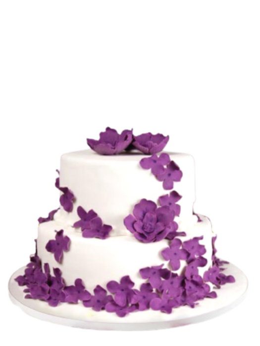 Purple Flowers Wedding Cake