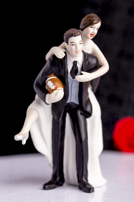 Wedding Cake Topper Playful Football Couple